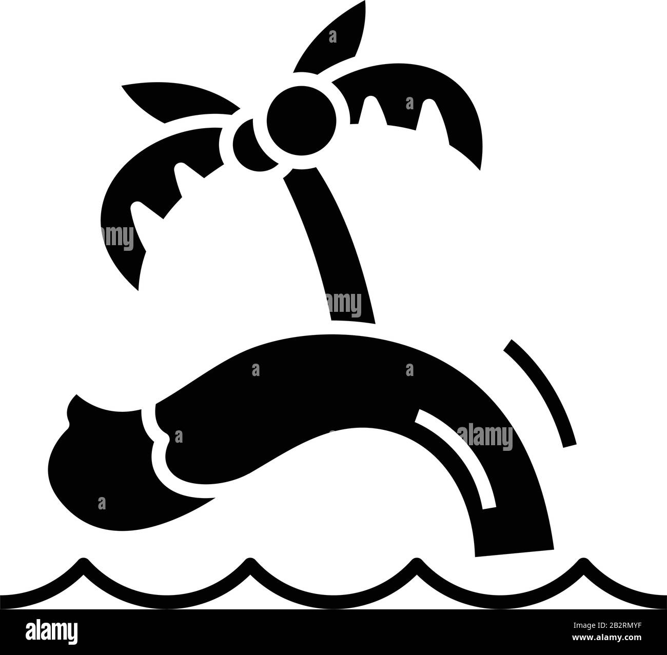 Palm Island Black Icon, Konzeptabbildung, Vektor-Flachsymbol, Glyph-Zeichen. Stock Vektor