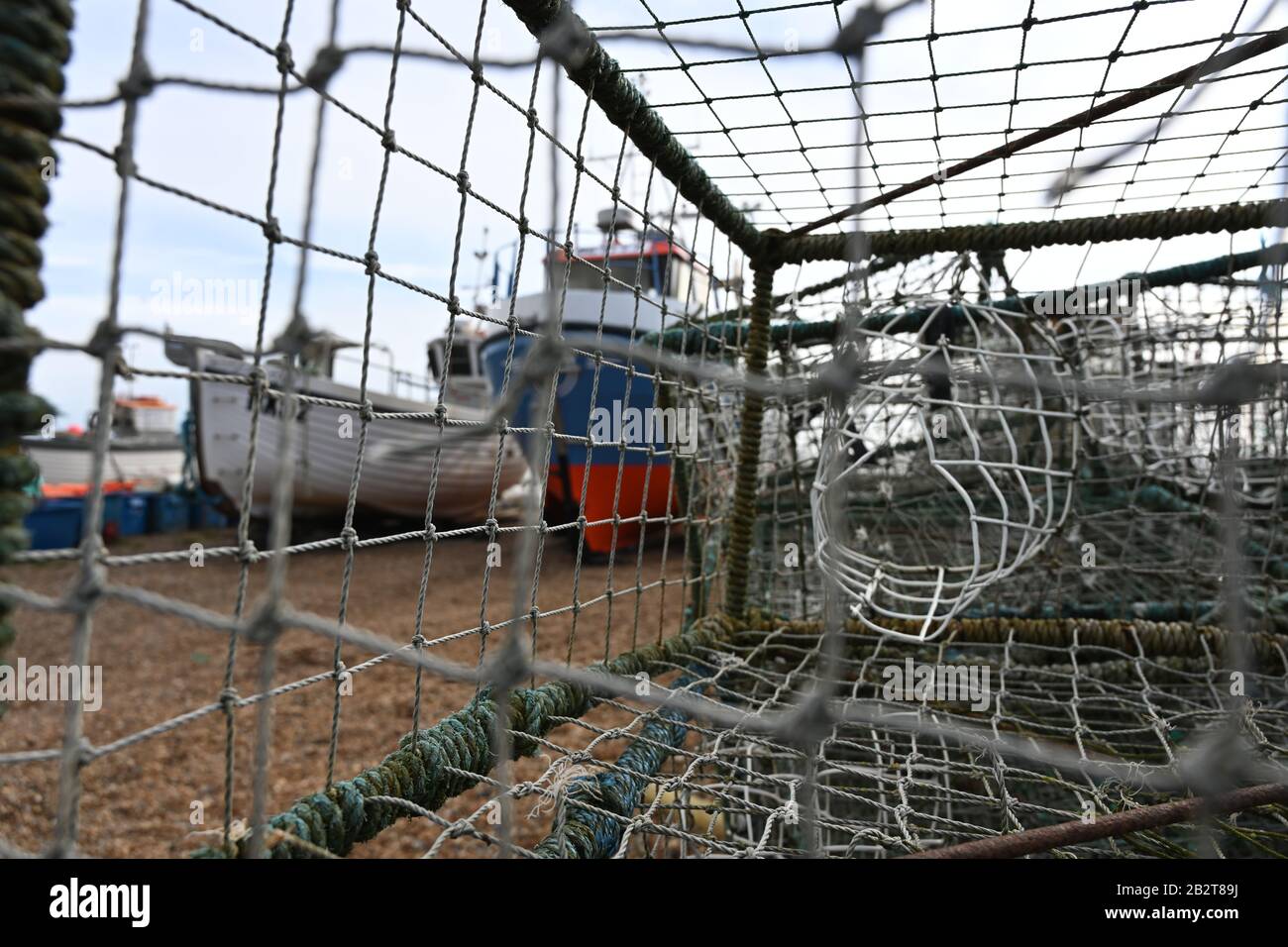 Kleine unabhängige einzigartige Fischindustrie, das Stade, in Hastings England Stockfoto