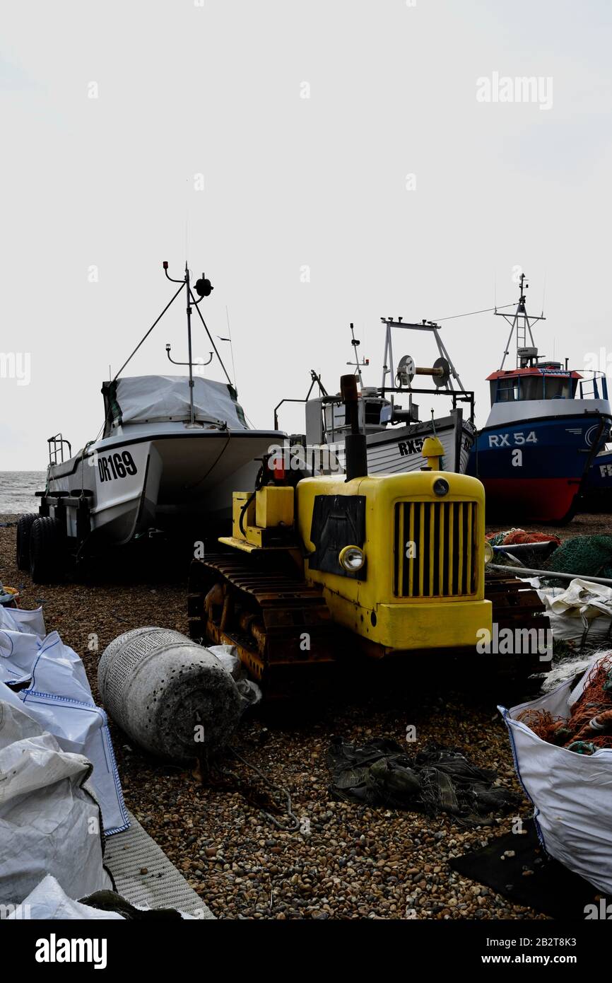 Kleine unabhängige einzigartige Fischindustrie, das Stade, in Hastings England Stockfoto