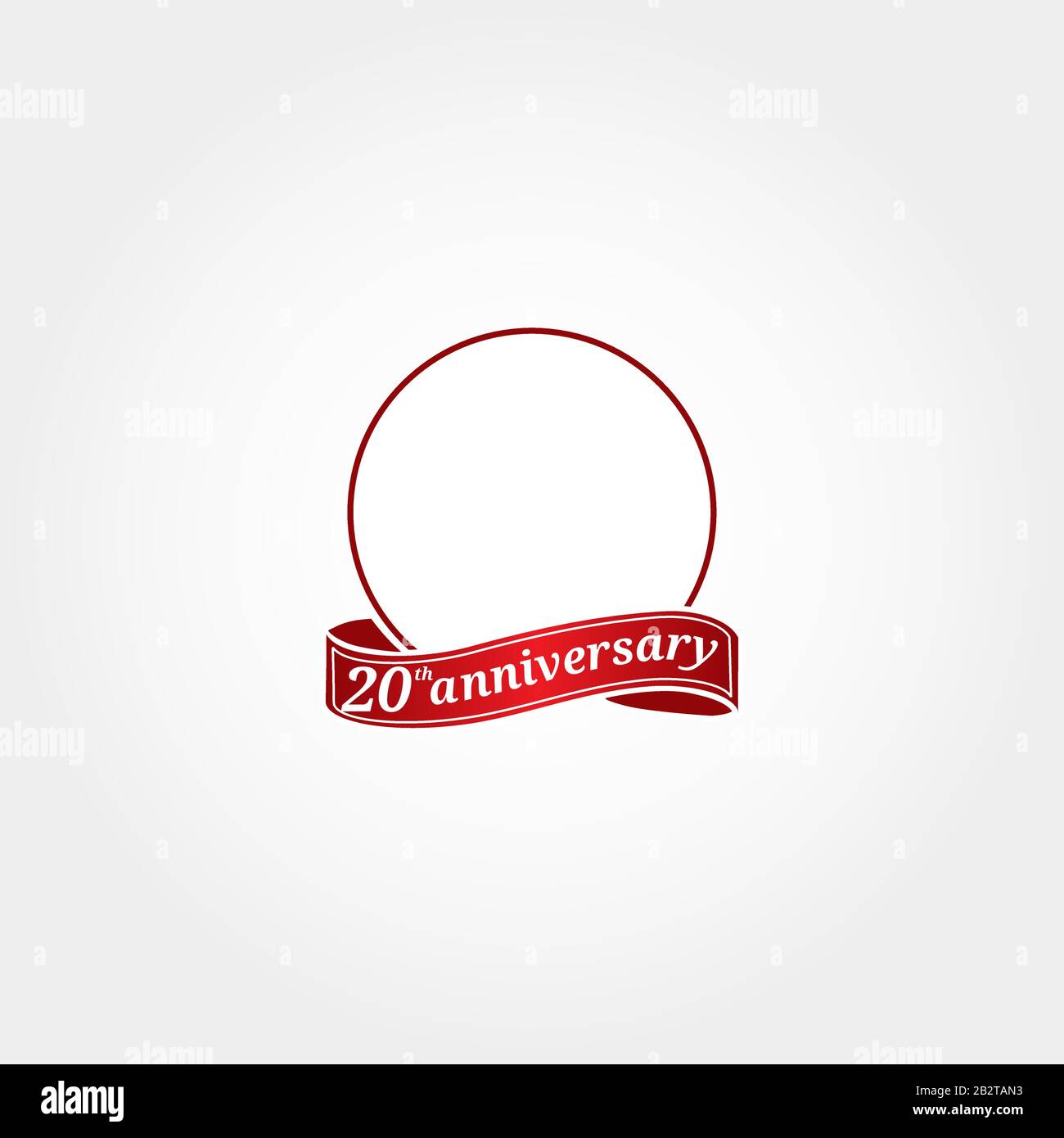 Template Logo 20-jähriges Jubiläum mit einem Kreis und der Nummer 20 darin und beschriftet das Jubiläumsjahr. Zwanzigjähriges Jubiläum. Stock Vektor