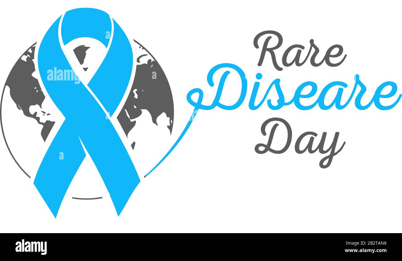 Race Diseare Day. Isoliertes Medic-Vektor-Logo. Blaues Vektorband. Seltene Krankheit. Stock Vektor