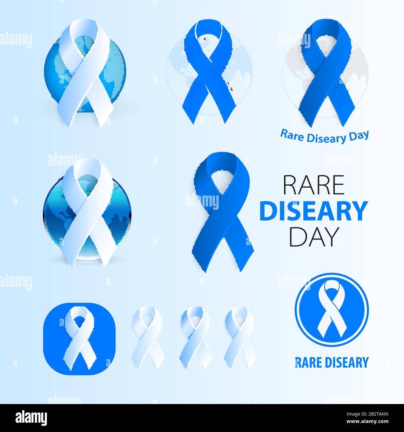 Race Diseare Day. Isoliertes Medic-Vektor-Logo. Blaues Vektorband. Seltene Krankheit. Stock Vektor