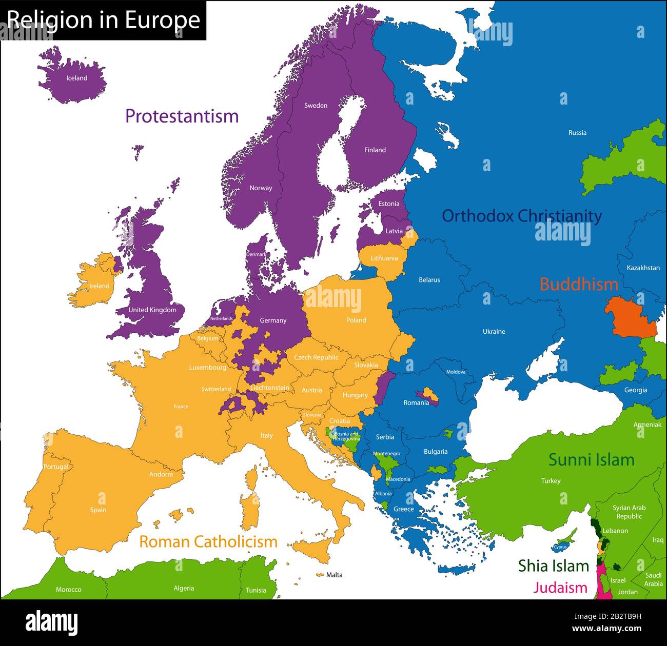 Vektordarstellung der Vorherrschenden religiösen in Europa Stock Vektor