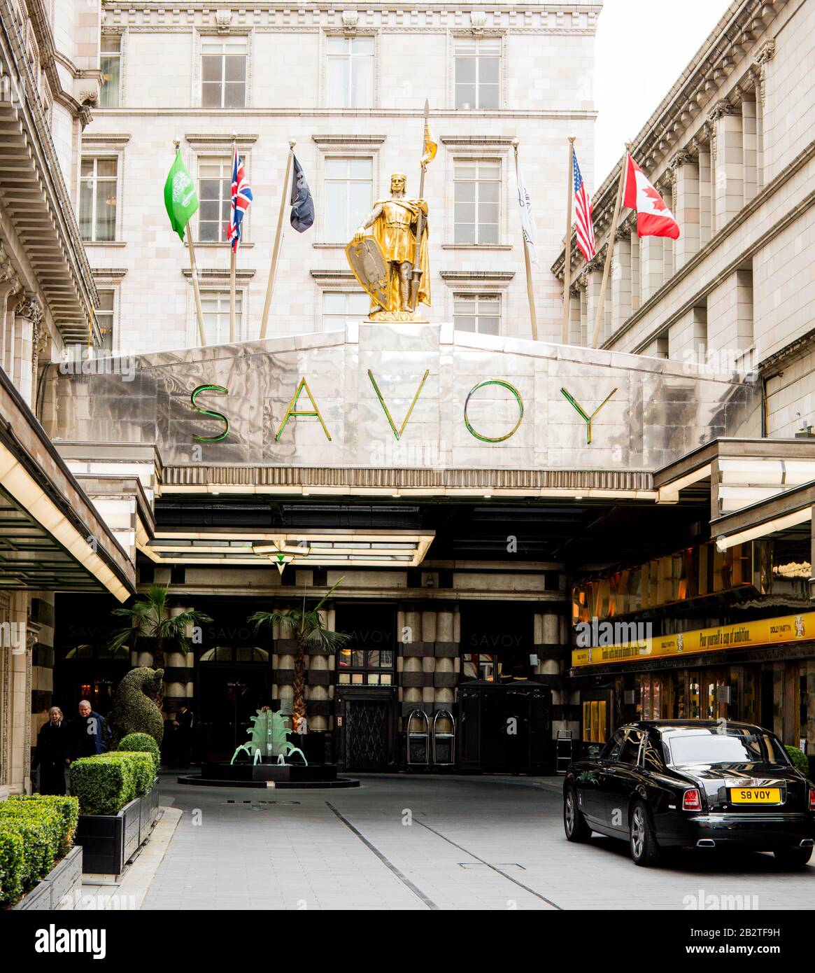 Die Fassade des Luxushotels Savoy, The Strand, Westminster, London Stockfoto
