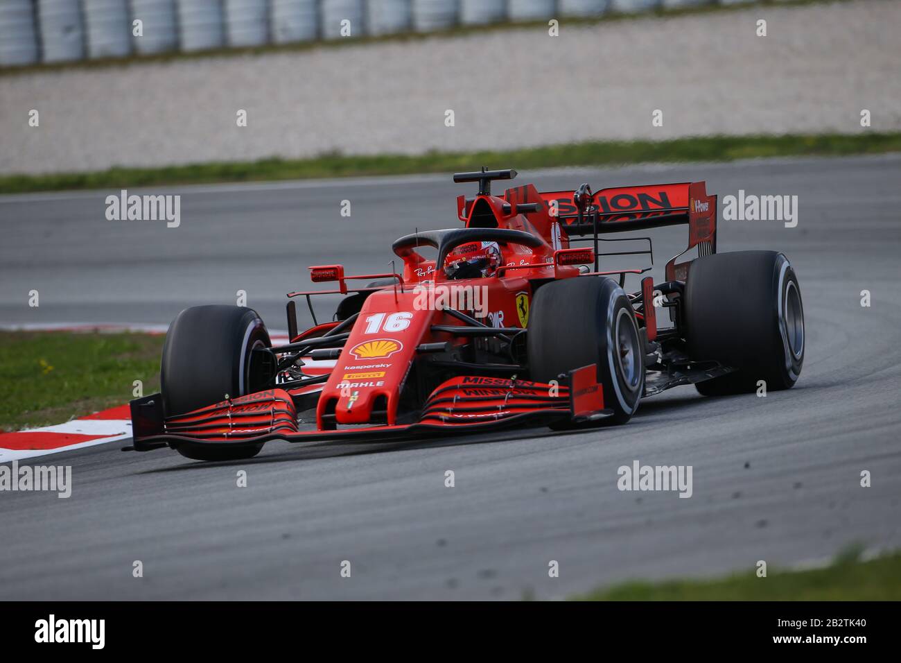 Charles Leclerc von der Scuderia Ferrari im Jahr 2020 F1 Wintertests auf dem Circuit de Catalunya, Montmelò, Spanien Stockfoto