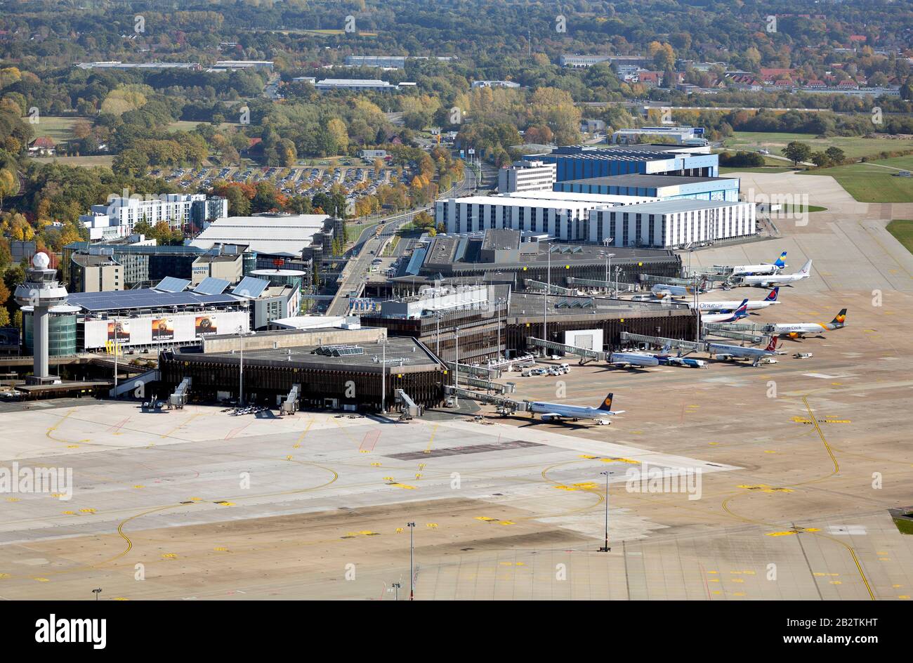 Flughafen Hannover, Terminal, Terminalgebäude, Vorfeld, Langenhagen, Niedersachsen, Deutschland Stockfoto