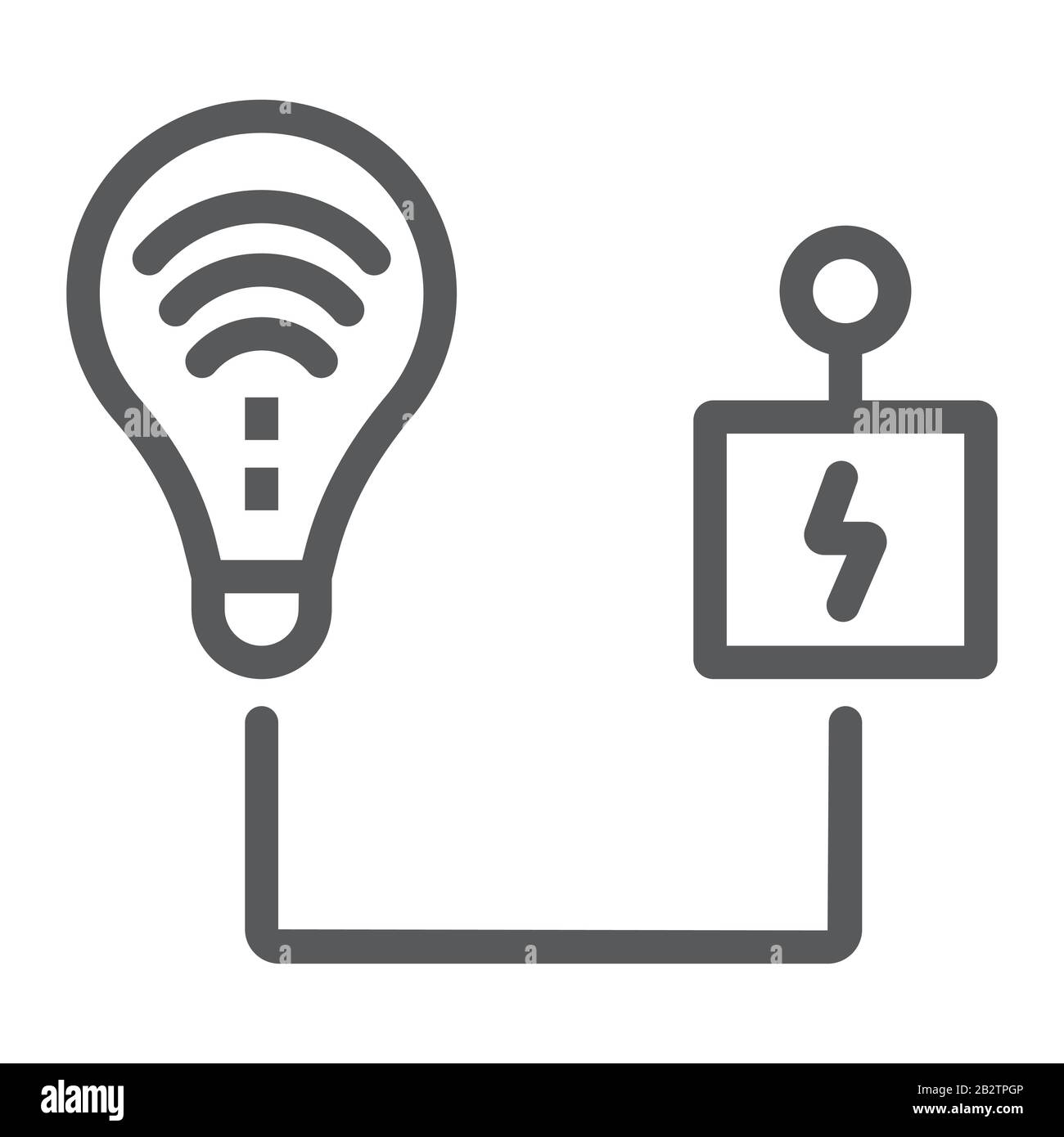 Intelligente Energiesteuerung, Symbol, Technologie und Solar, Glühlampe mit Reglerzeichen, Vektorgrafiken, lineares Muster auf weißem Hintergrund Stock Vektor