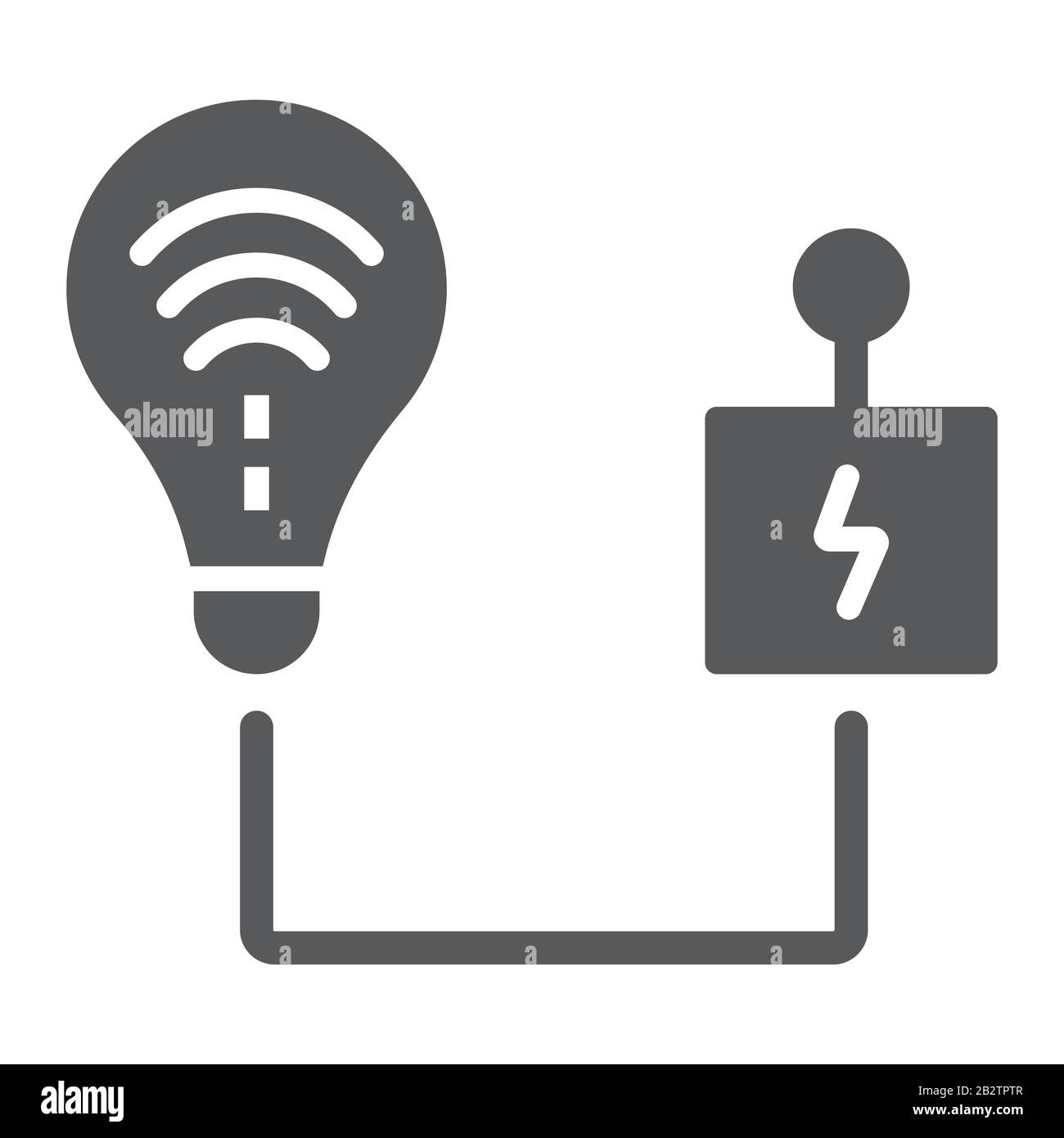 Intelligente Energiesteuerung Glyph-Symbol, Technologie und Solar, Glühlampe mit Reglerzeichen, Vektorgrafiken, ein solides Muster auf weißem Hintergrund Stock Vektor