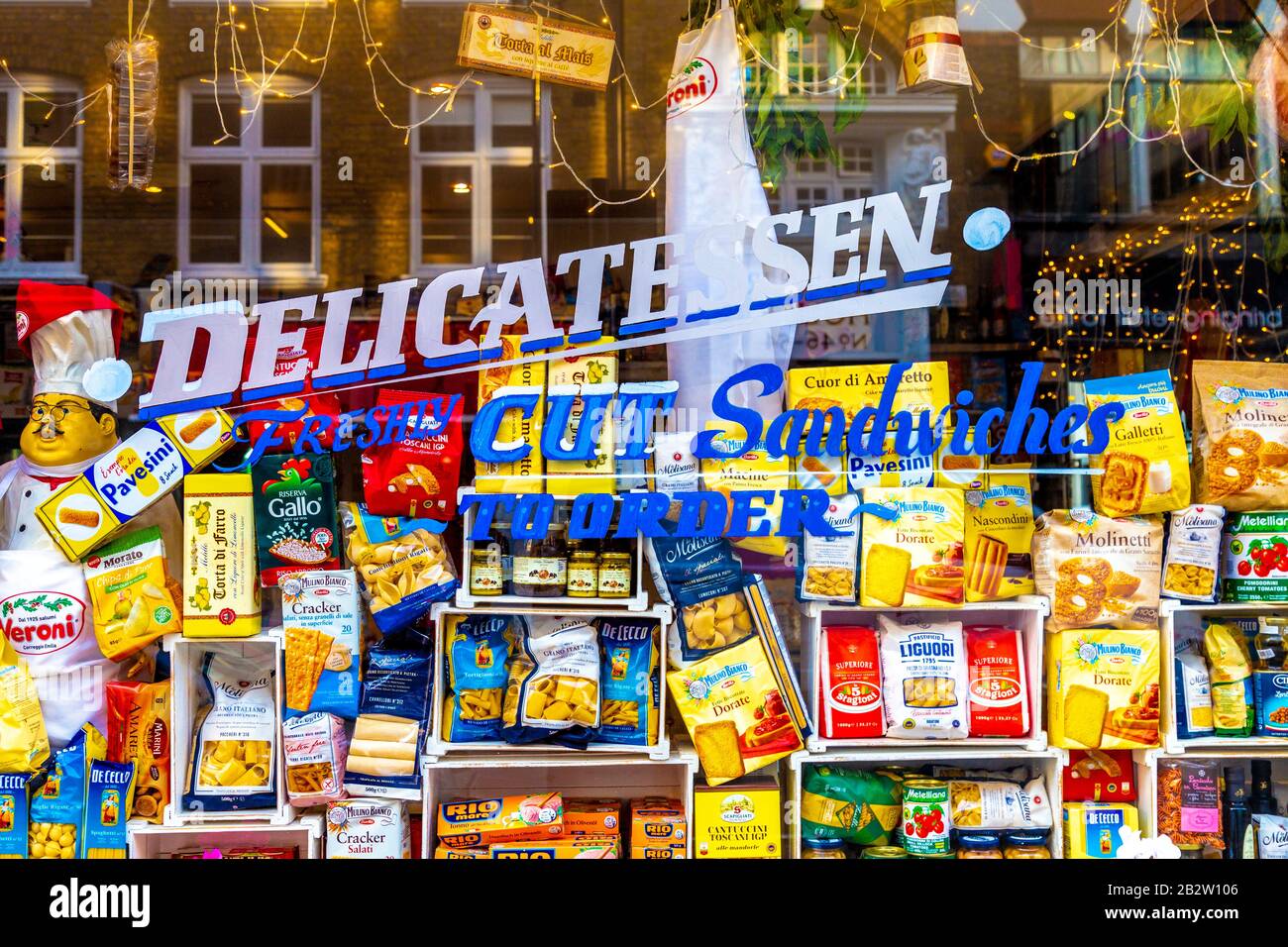 H T Harris Sandwich-Shop und Delikatessen, Fitzrovia, London, Großbritannien Stockfoto