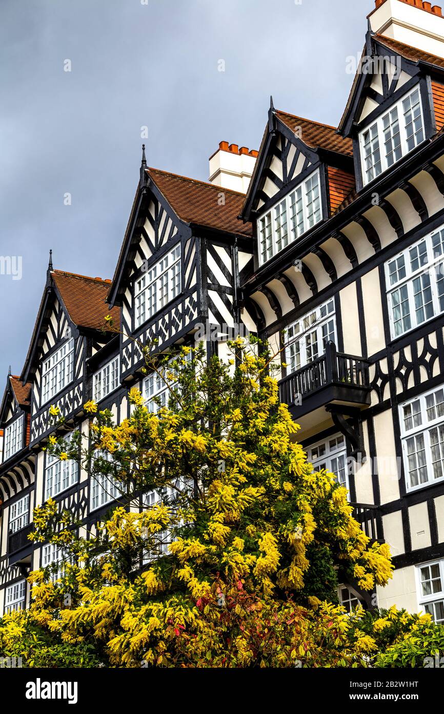 Mock tudor Residences in Clifton Court, North London, Großbritannien Stockfoto