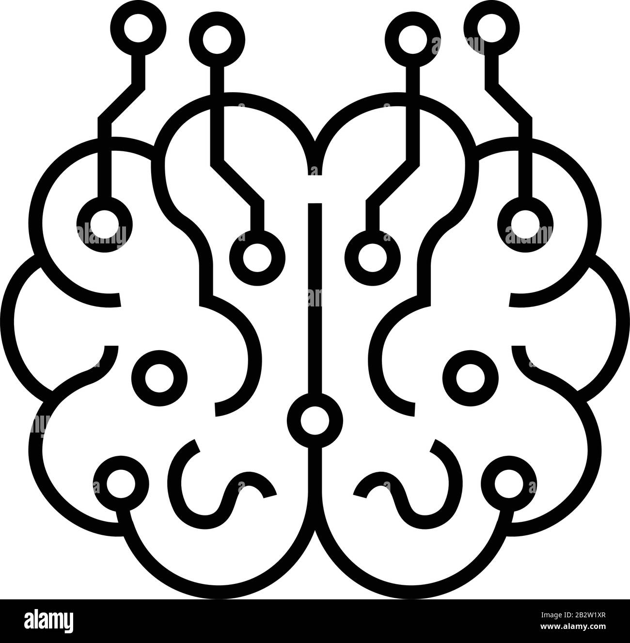 Synthetic Intellgency Line Icon, Concept Sign, Outline Vector Illustration, Linear Symbol. Stock Vektor