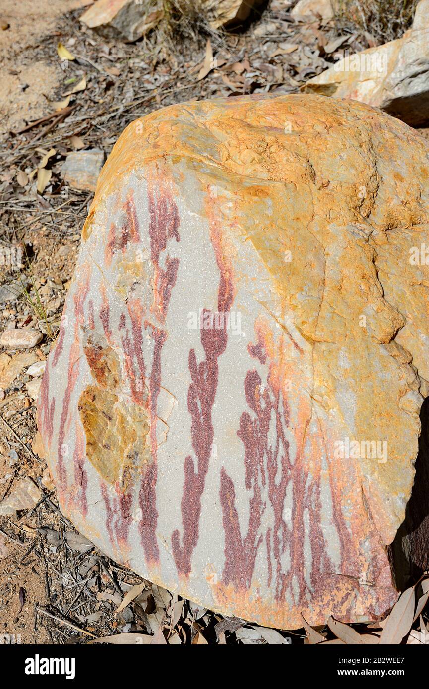 Markante Felsformationen am Ellery Creek Big Hole, West MacDonnell Ranges, Northern Territory, NT, Australien Stockfoto