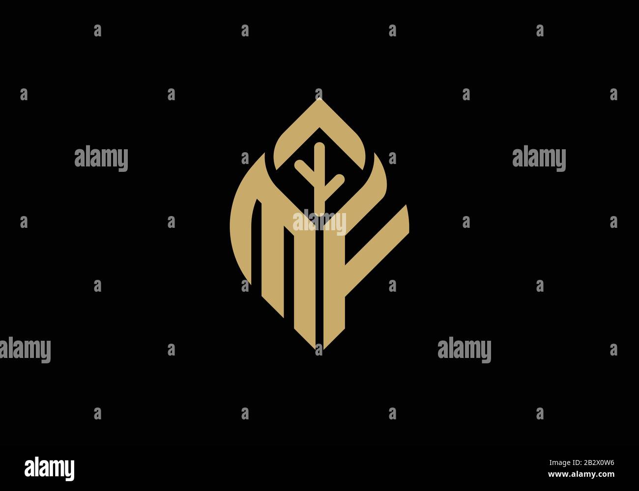 Anfangsbuchstaben M und F mit abstraktem Logo Stock Vektor