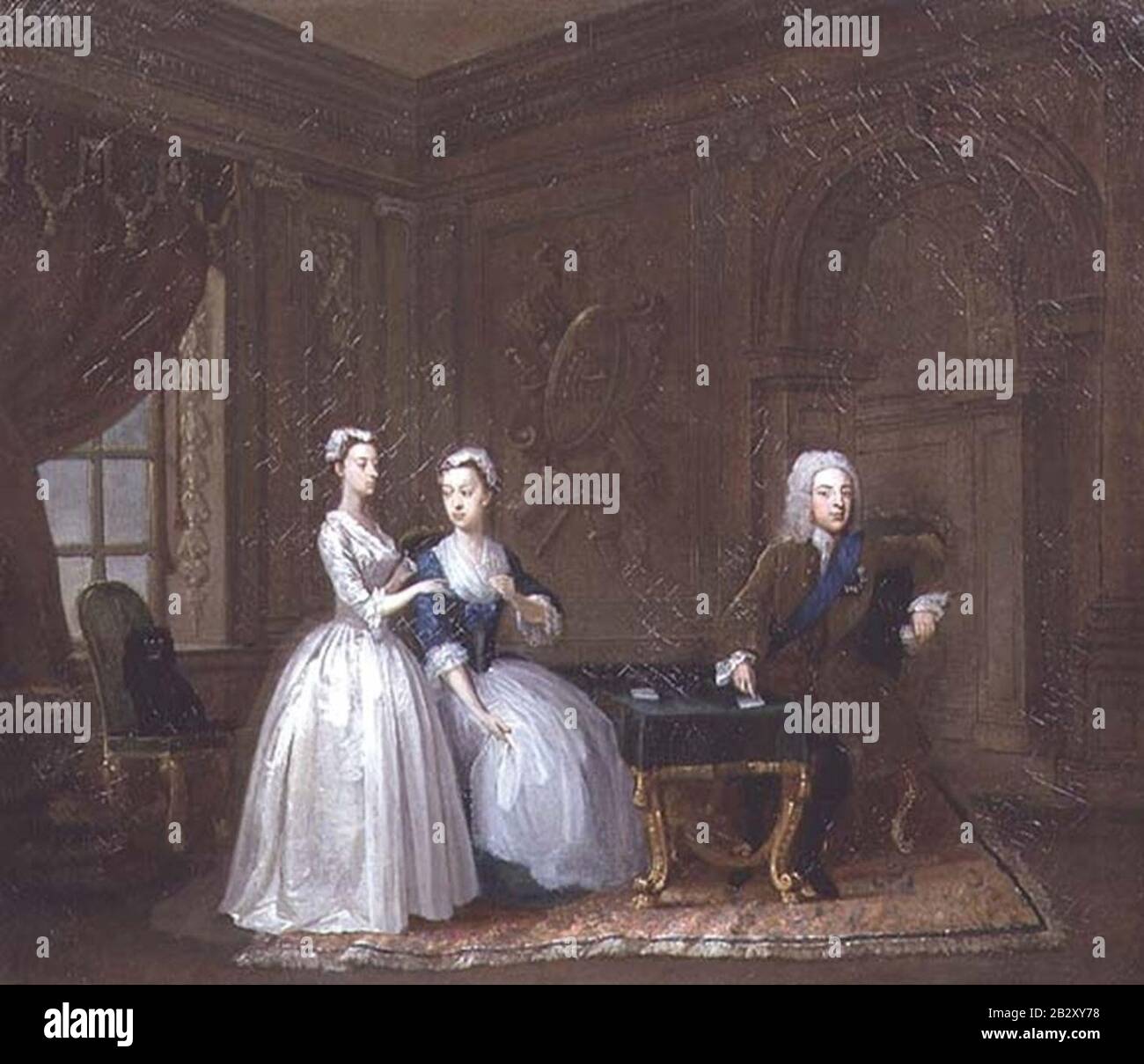 Gawen Hamilton - Der 2. Herzog von Montagu, seine Frau Lady Mary Churchill und ihre jüngste Tochter Mary. Stockfoto