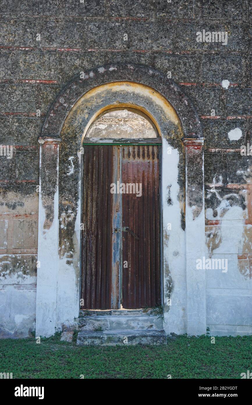 Yaxcopoil, Yucatan, Mexiko: Detail der Hacienda Yaxcopoil, einer Plantage aus dem 17. Jahrhundert im maurisch geprägten spanischen Kolonialstil. Stockfoto