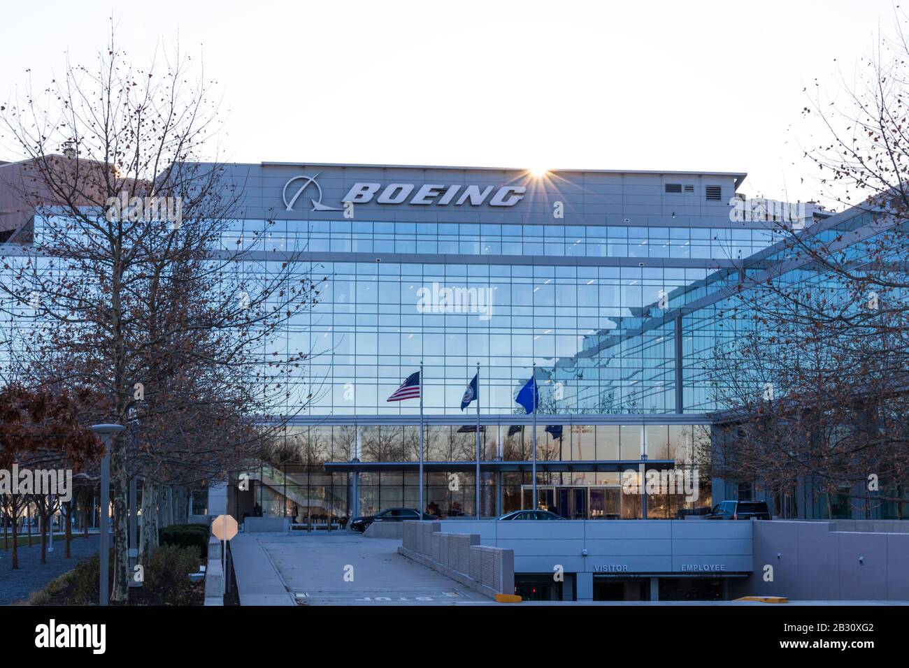 Das Büro der Boeing Company in Arlington, VA in der Nähe des Pentagon - konzentriert sich auf Regierungsgeschäfte, internationale Geschäfte und Verteidigung und Raumfahrt. Stockfoto