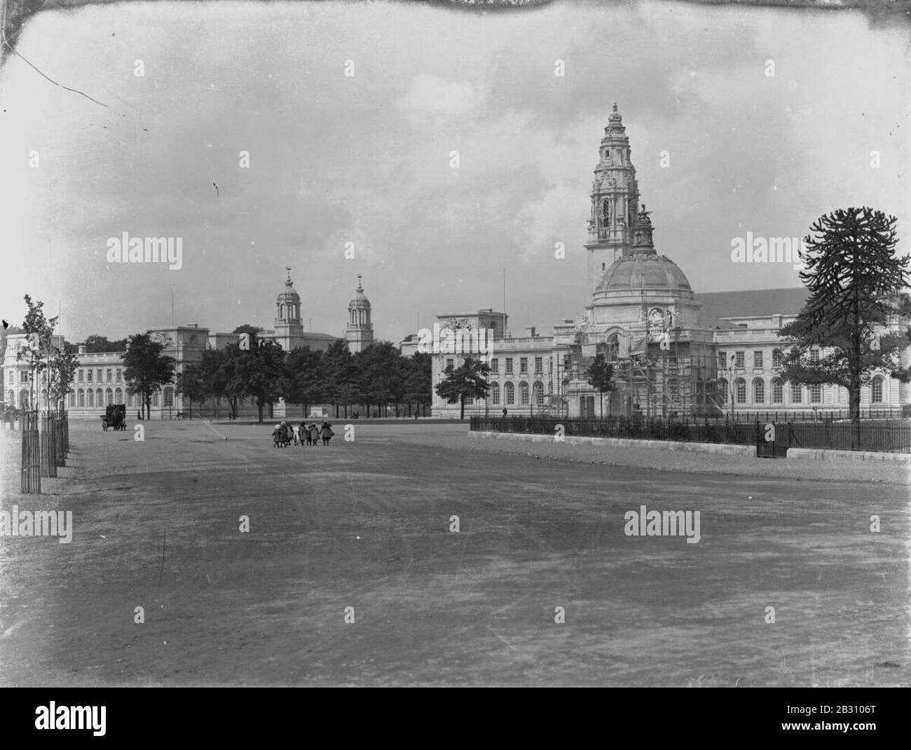 Allgemeine Ansicht der Rathausgerichte und Gerichtshöfe in Cardiff (4641719). Stockfoto