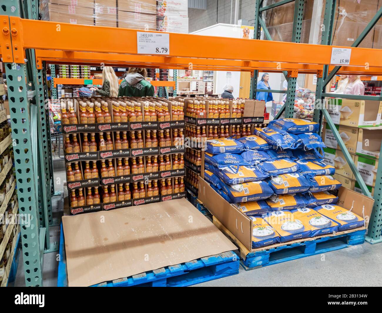 Las Vegas, MAR 3: Blick ins Landesinnere von Costco, das der Lange Reis bereits am 3. März 2020 in Las Vegas, Nevada, ausverkauft war Stockfoto