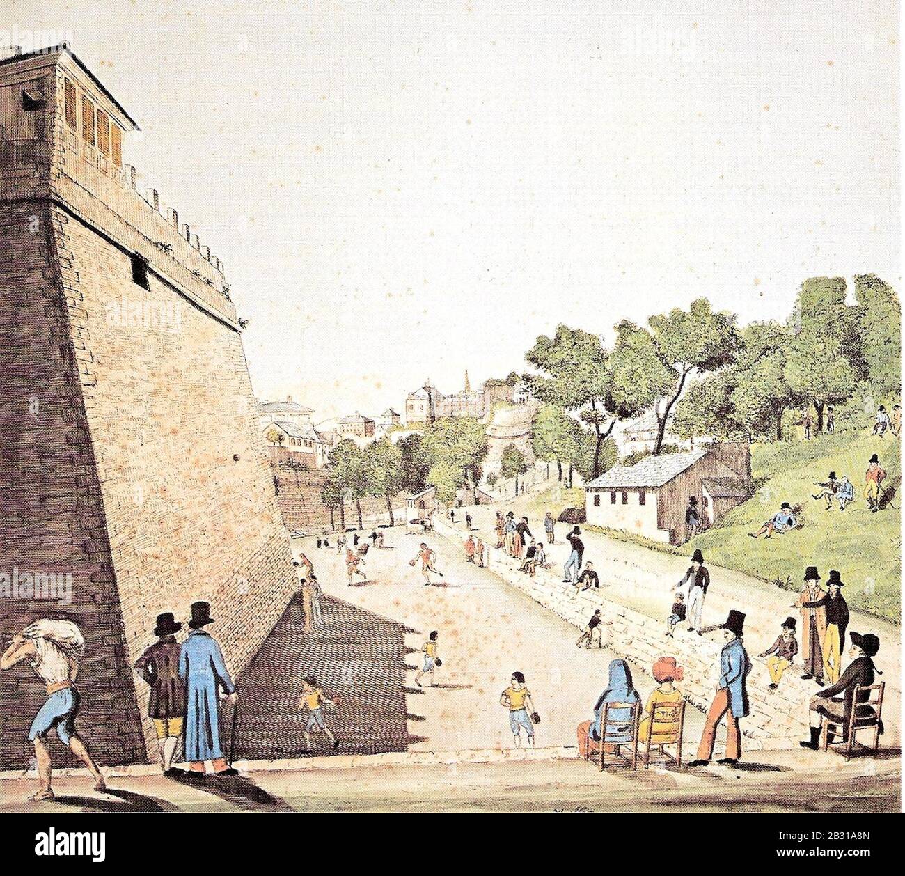 Genova-Acquasola-gioco del pallone-XIX secolo. Stockfoto