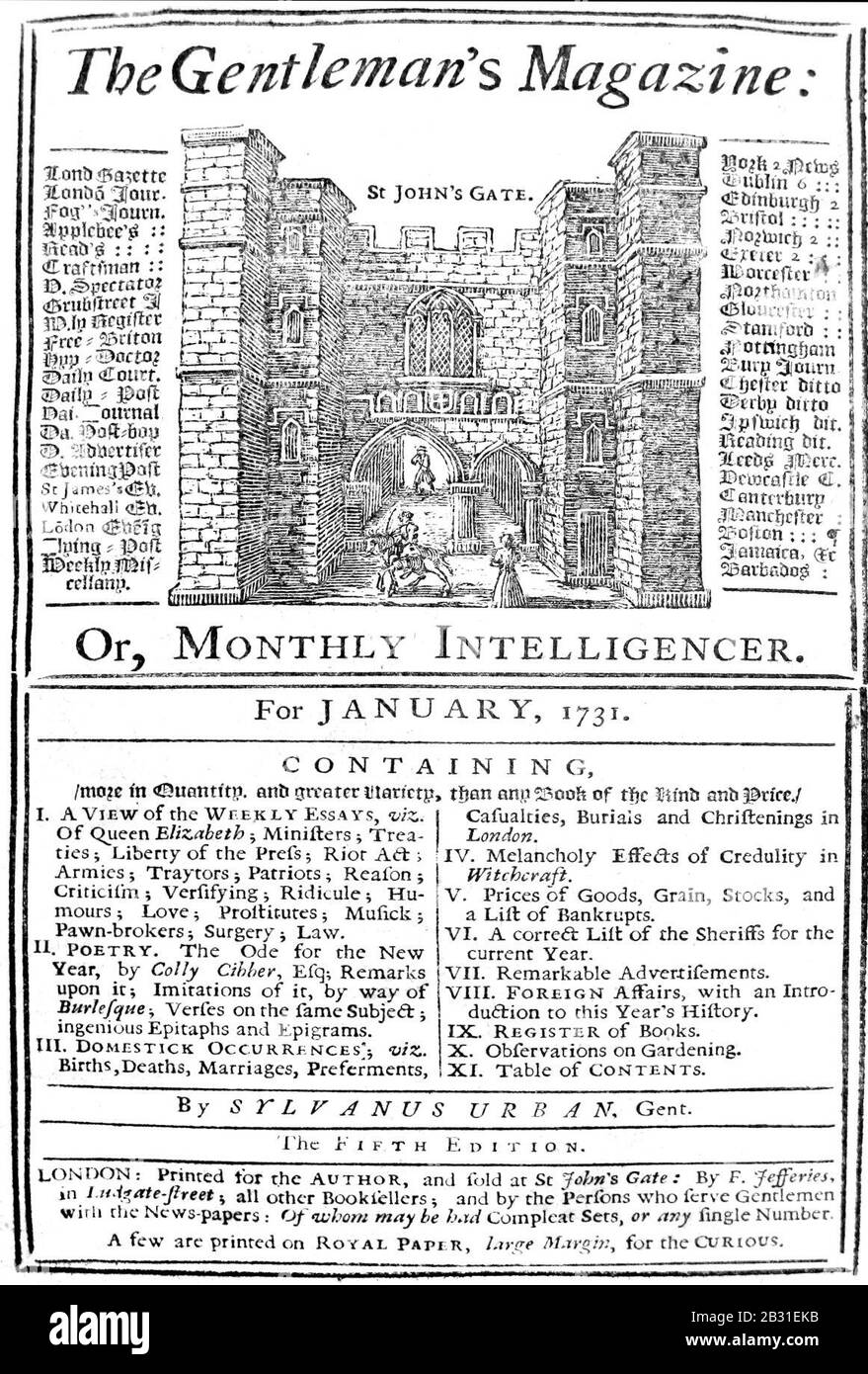 Gentleman's Magazine 1731. Stockfoto