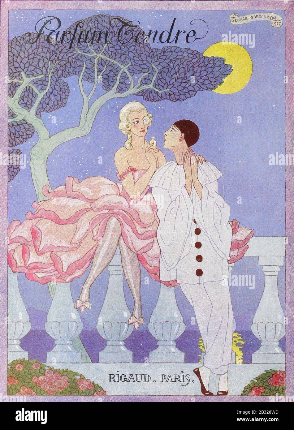 George Barbier - Parfum Tendre (Parfums Rigaud), 1922. Stockfoto