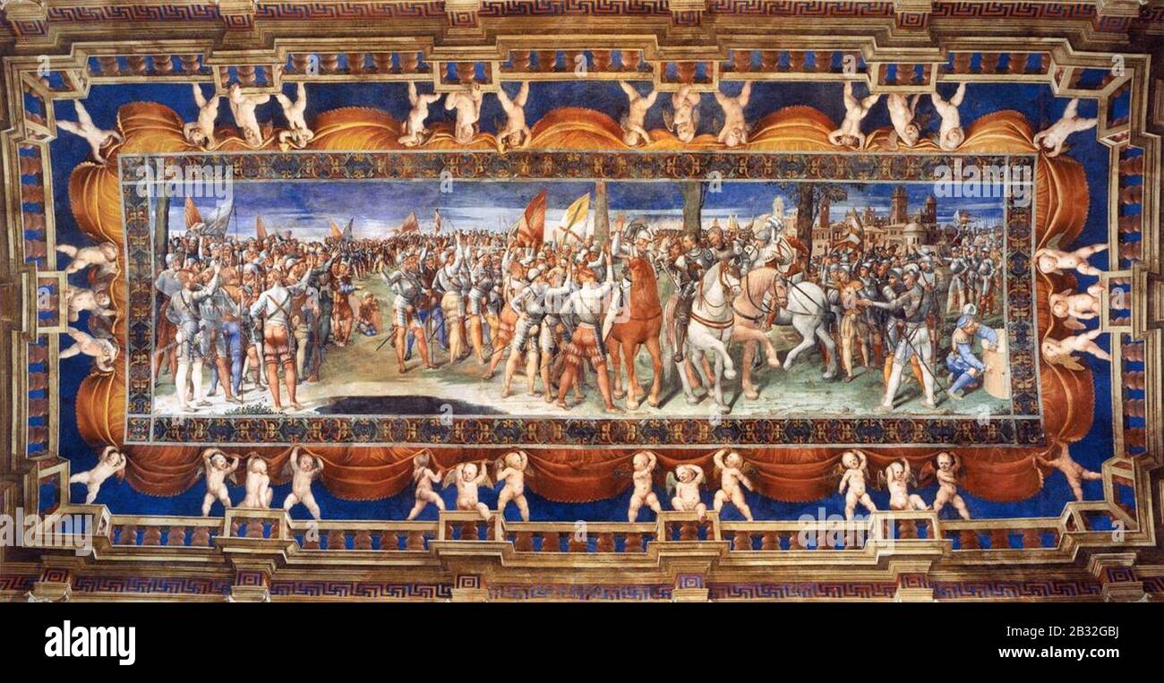 Girolamo Genga, Pesaro, Villa Imperiale, Sala del Giuramento, Der Eid von Sermide. Stockfoto