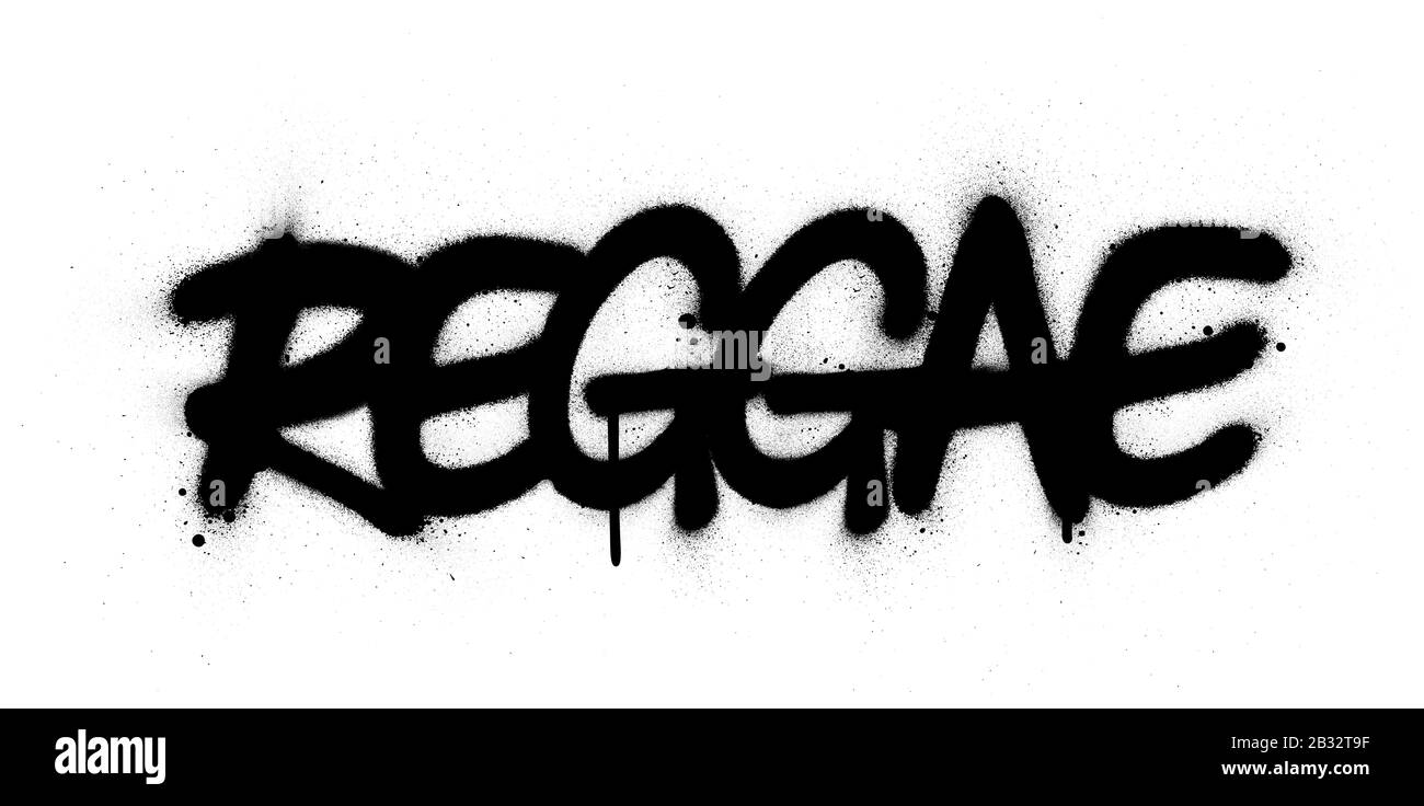 Graffiti-Reggae-Wort schwarz über weiß gespritzt Stock Vektor