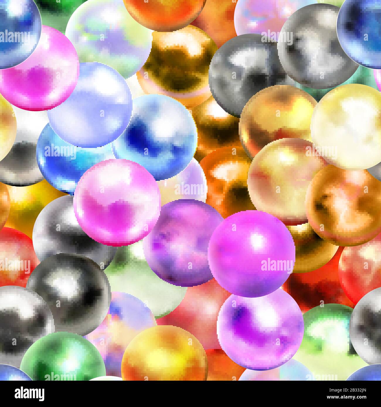 Verschiedene glänzende Marmorkugeln mit Glares, helles nahtloses Muster Stock Vektor