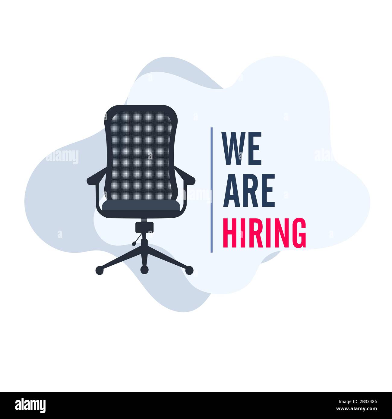 Wir stellen mit Bürostuhl und einem unbesetzten Schild an. Designkonzept für Business Recruiting. Stock Vektor