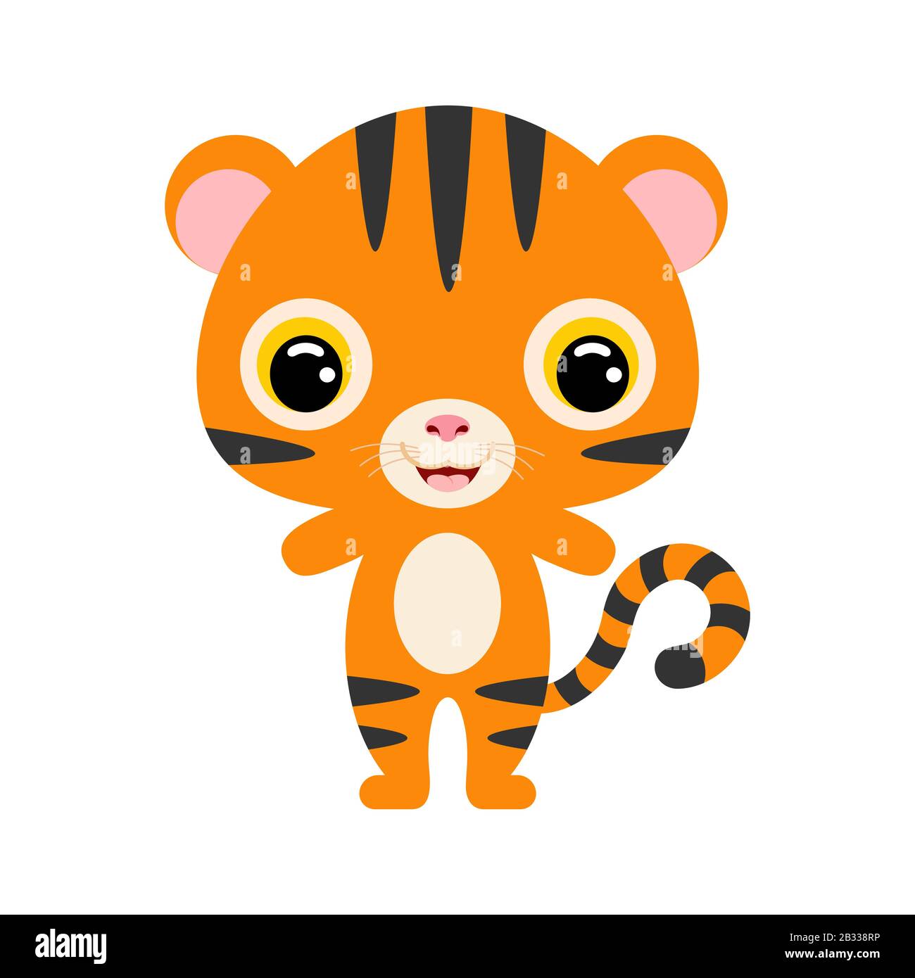 Susser Baby Tiger Cartoon Charakter Fur Die Dekoration Und Gestaltung Des Albums Des Scrapbooks Der Babykarte Und Der Einladung Abbildung Flaches Vektormaterial Stock Vektorgrafik Alamy