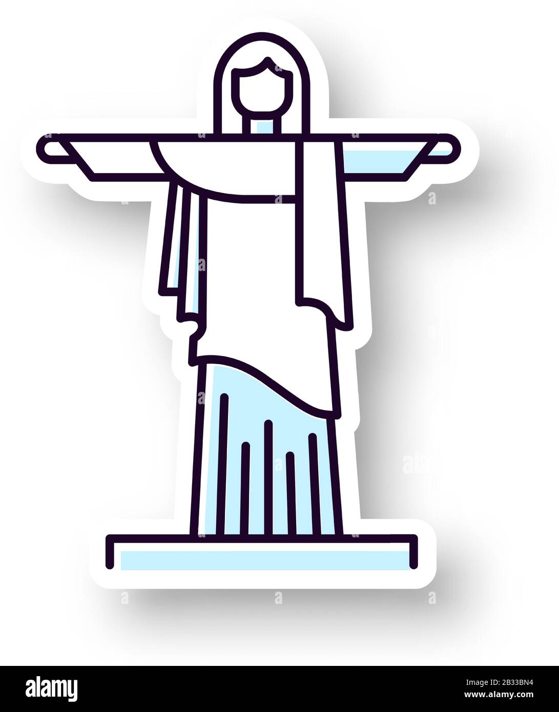 Christus, der Erlöserfleck. Bedruckbarer RGB-Farbaufkleber. Brasilianische Skulptur. Cristo Redentor. Statue von Rio de Janeiro. Berühmtes Wahrzeichen. Das Christentum Stock Vektor