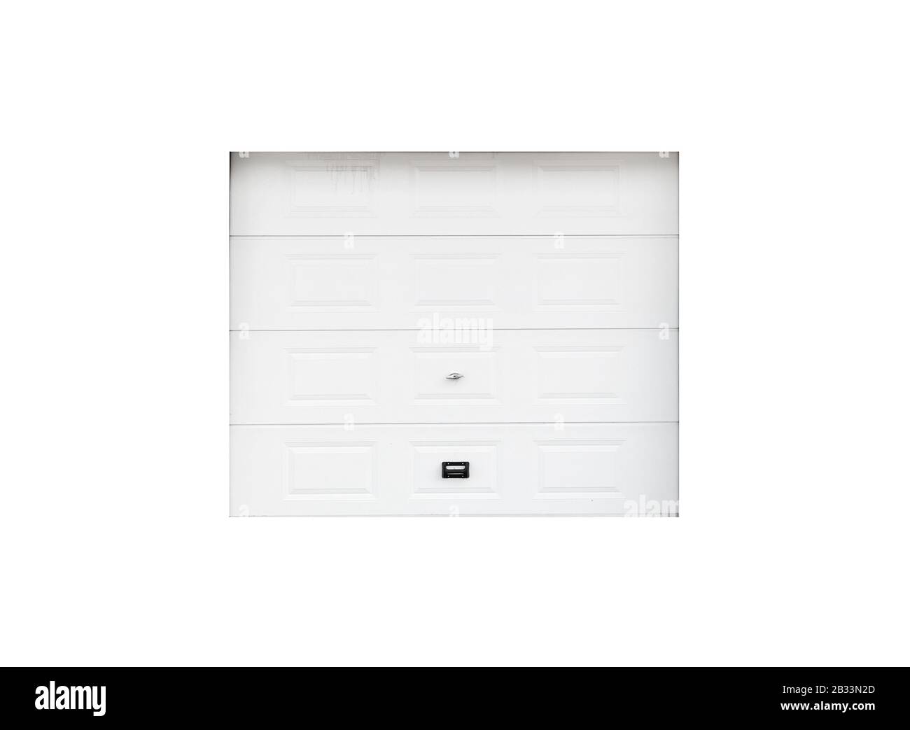 Metall-Garagentor isoliert auf weißem, flachem Hintergrund Fotostruktur Stockfoto