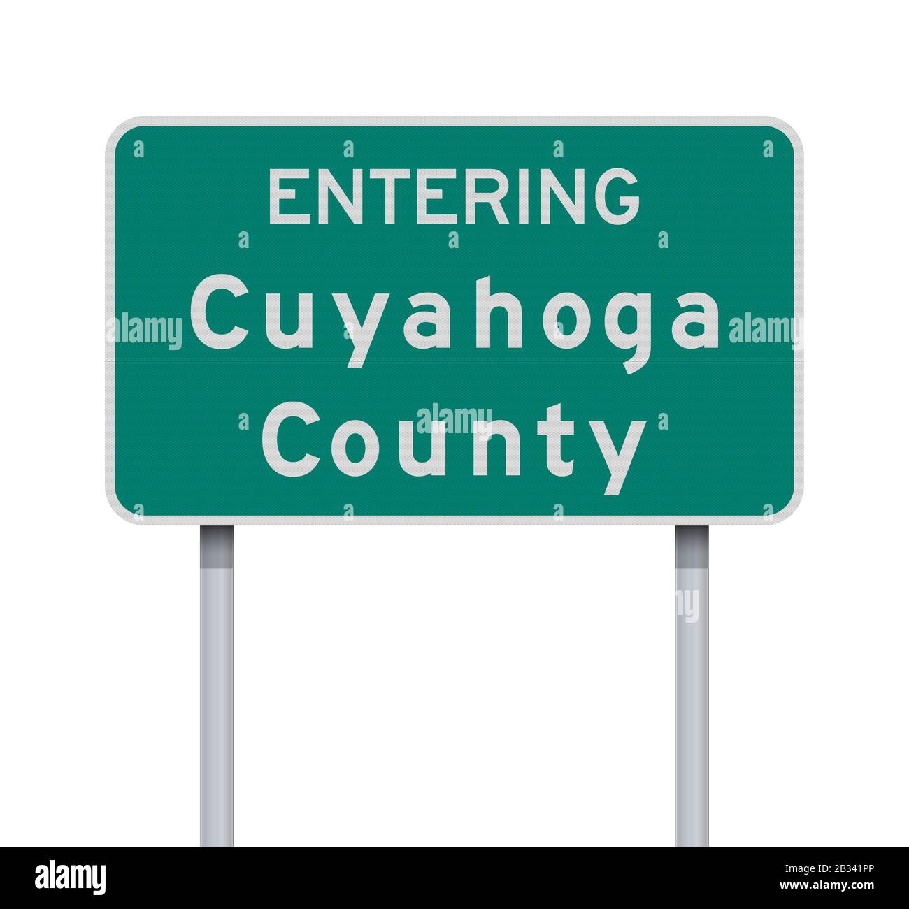 Vektor-Darstellung des Grünen Straßenschildes Des Cuyahoga County auf metallischen Pfosten Stock Vektor