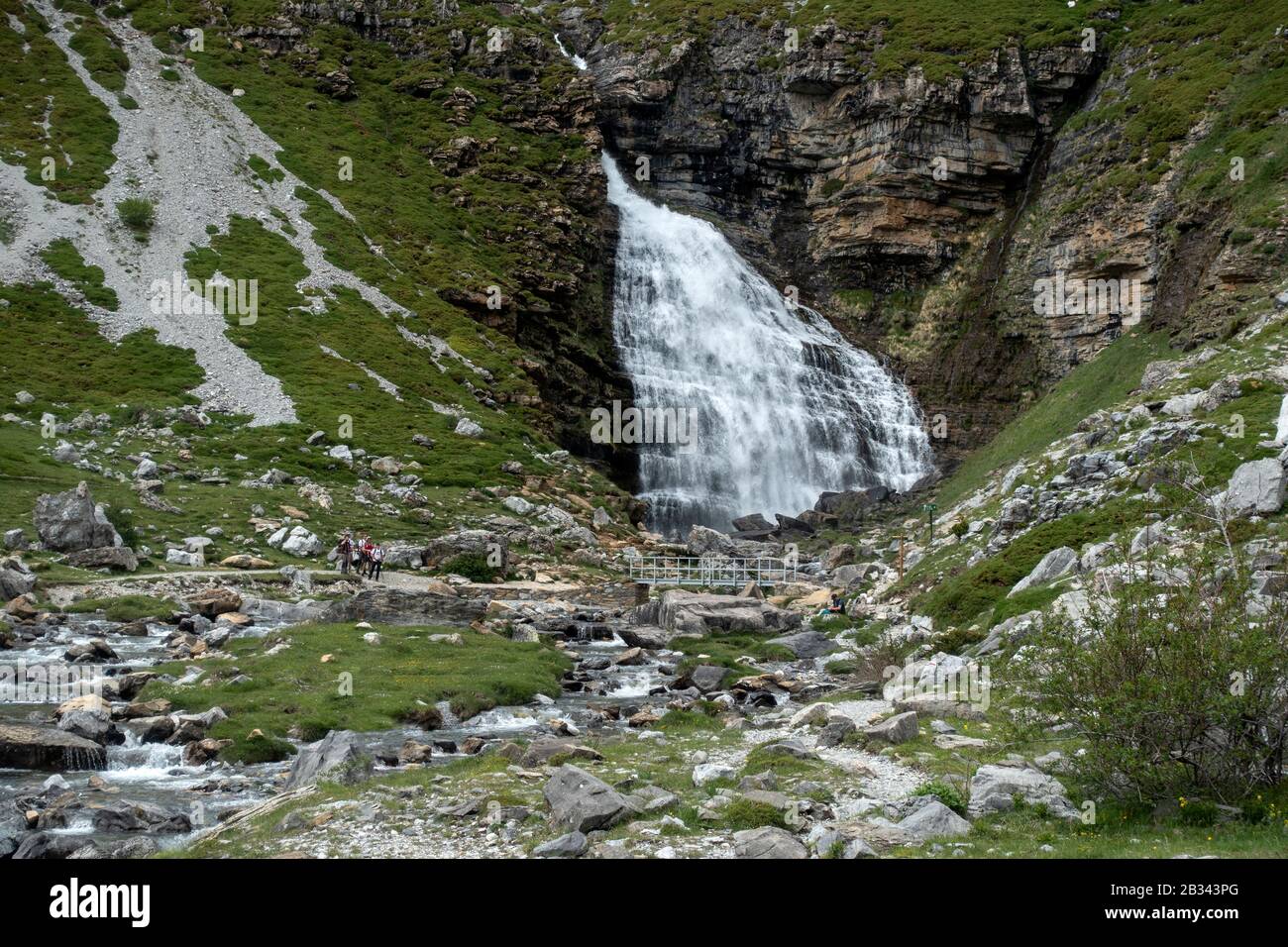 Cola de Caballo (Pferdeschwanz) Wasserfall.Ordesa Nacional Park.Pyrenäen.Aragon.Spanien Stockfoto