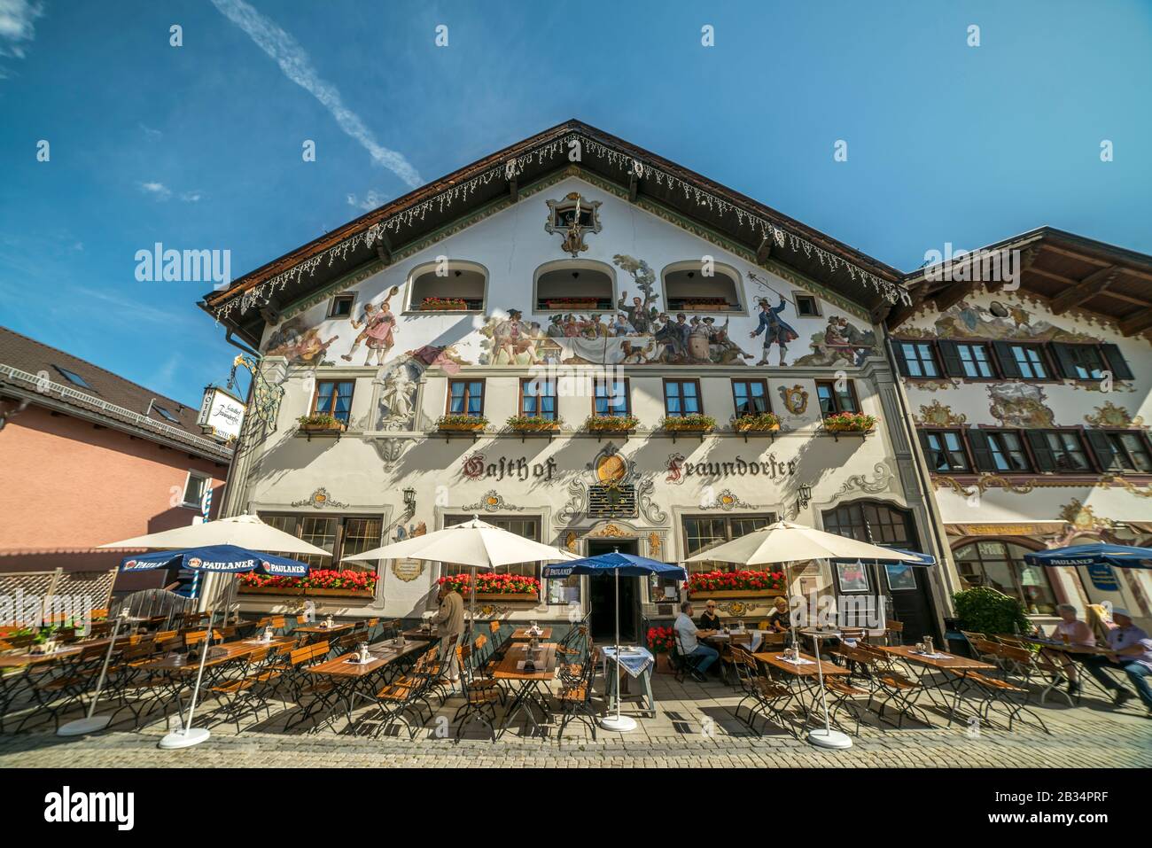 Hotel und Gasthof Fraundorfer, Garmisch-Partenkirchen, Oberbayern, Bayern, Deutschland Hotel und Restaurant Gasthof Fraundorfer, Garmisch-Parte Stockfoto