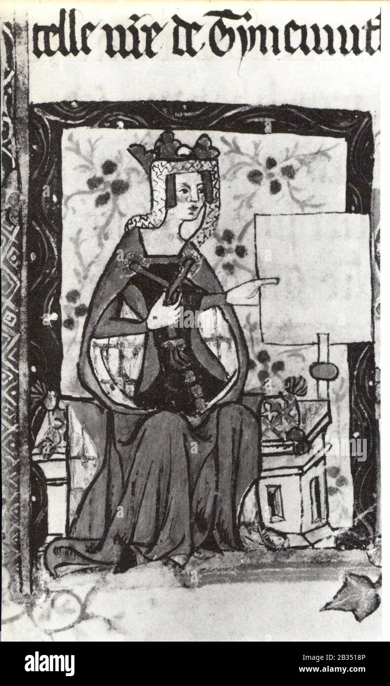 Ein Bild aus dem fünfzehnten Jahrhundert von Matilda in der Geschichte Englands, das von den Monks von St Albans geschrieben wurde. Stockfoto