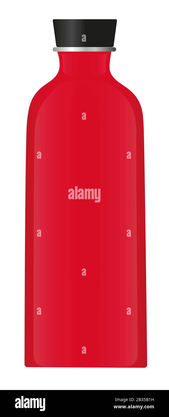 Rote Wasserflasche isoliert auf weißem Hintergrund Stockfoto