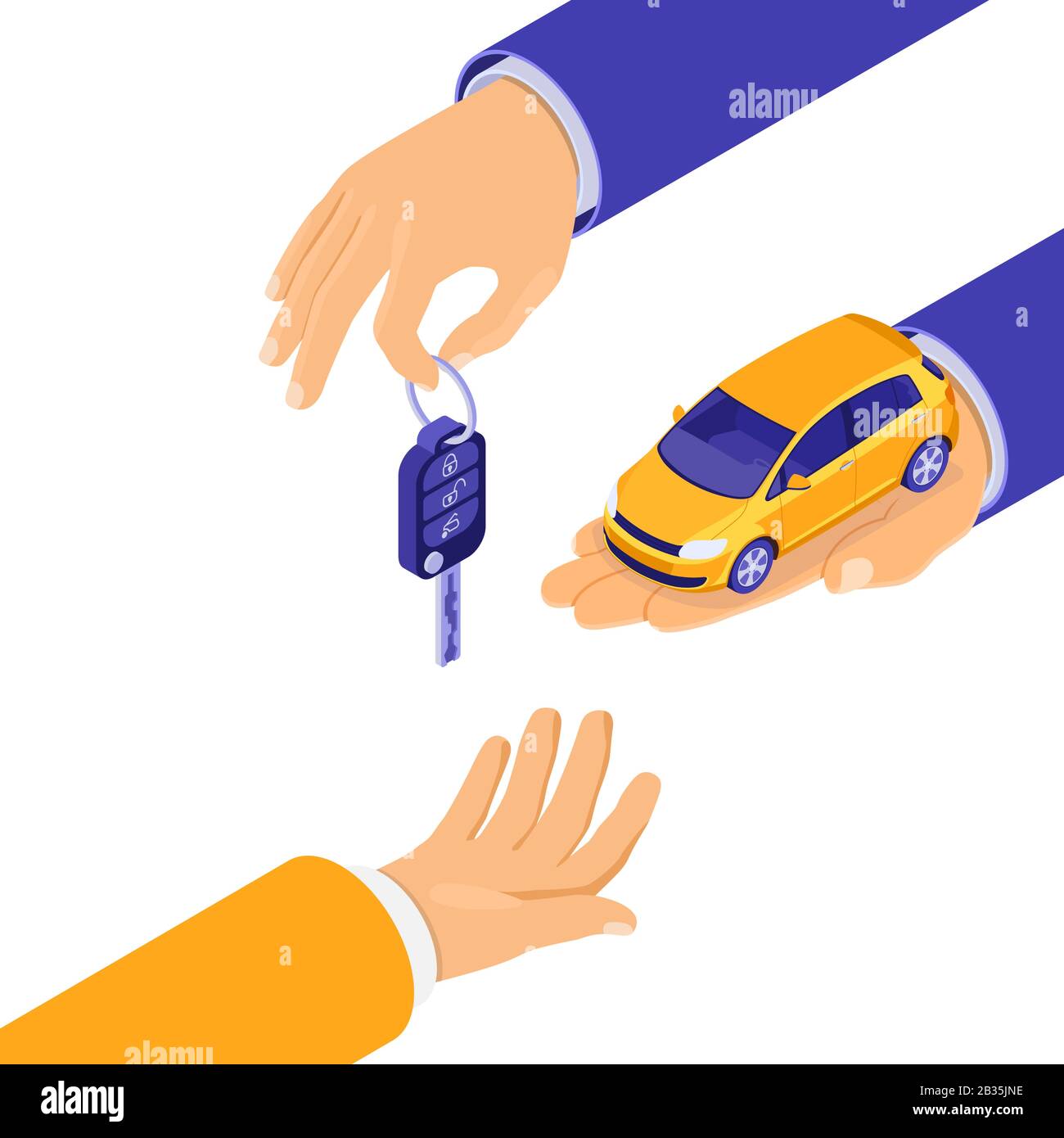 Verkauf Verkauf Mietwagenverkauf Auto Isometric Stock Vektor
