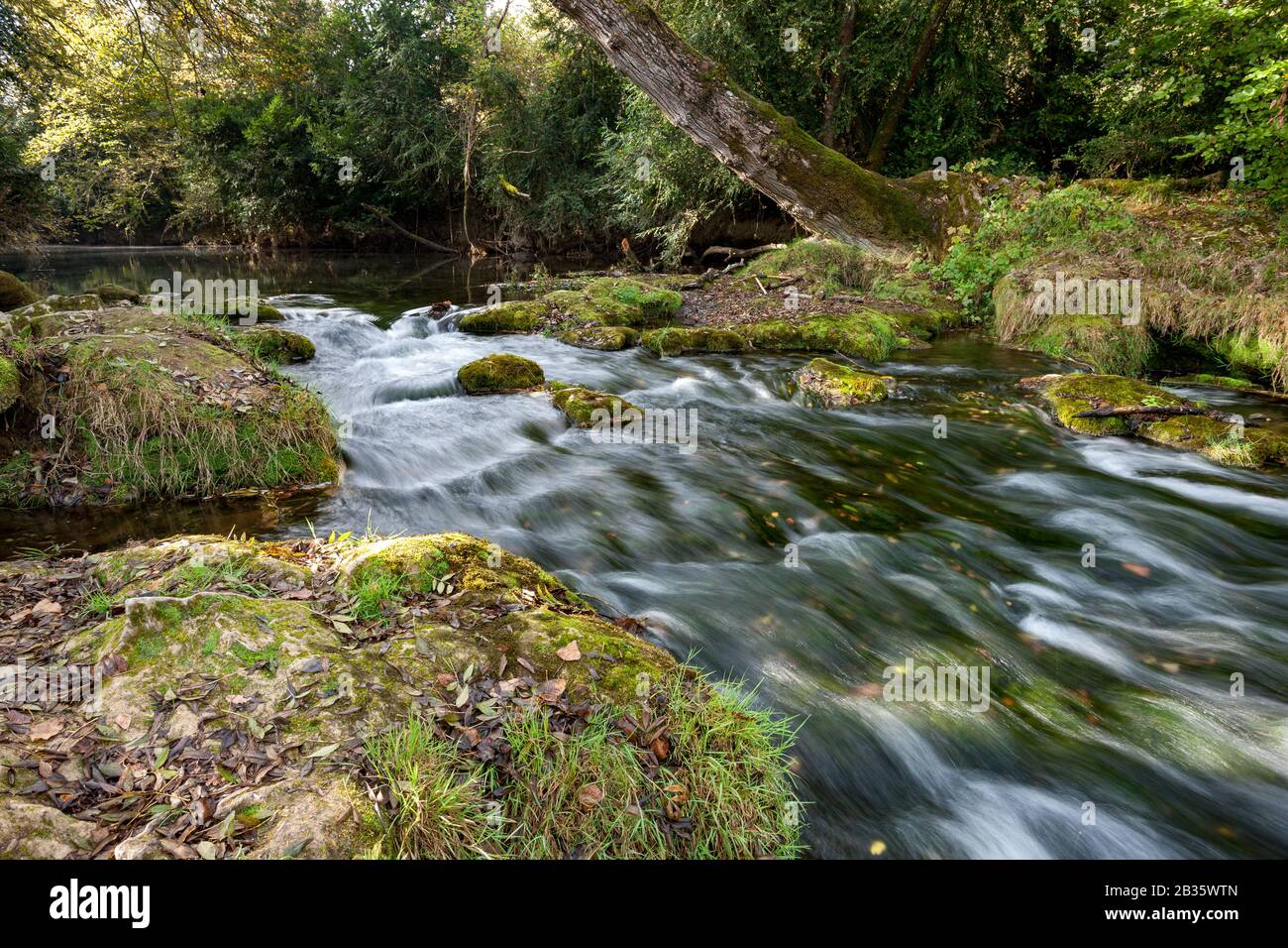 Schnell fließende Gewässer des Flusses la Ceou Dordogne Frankreich Stockfoto
