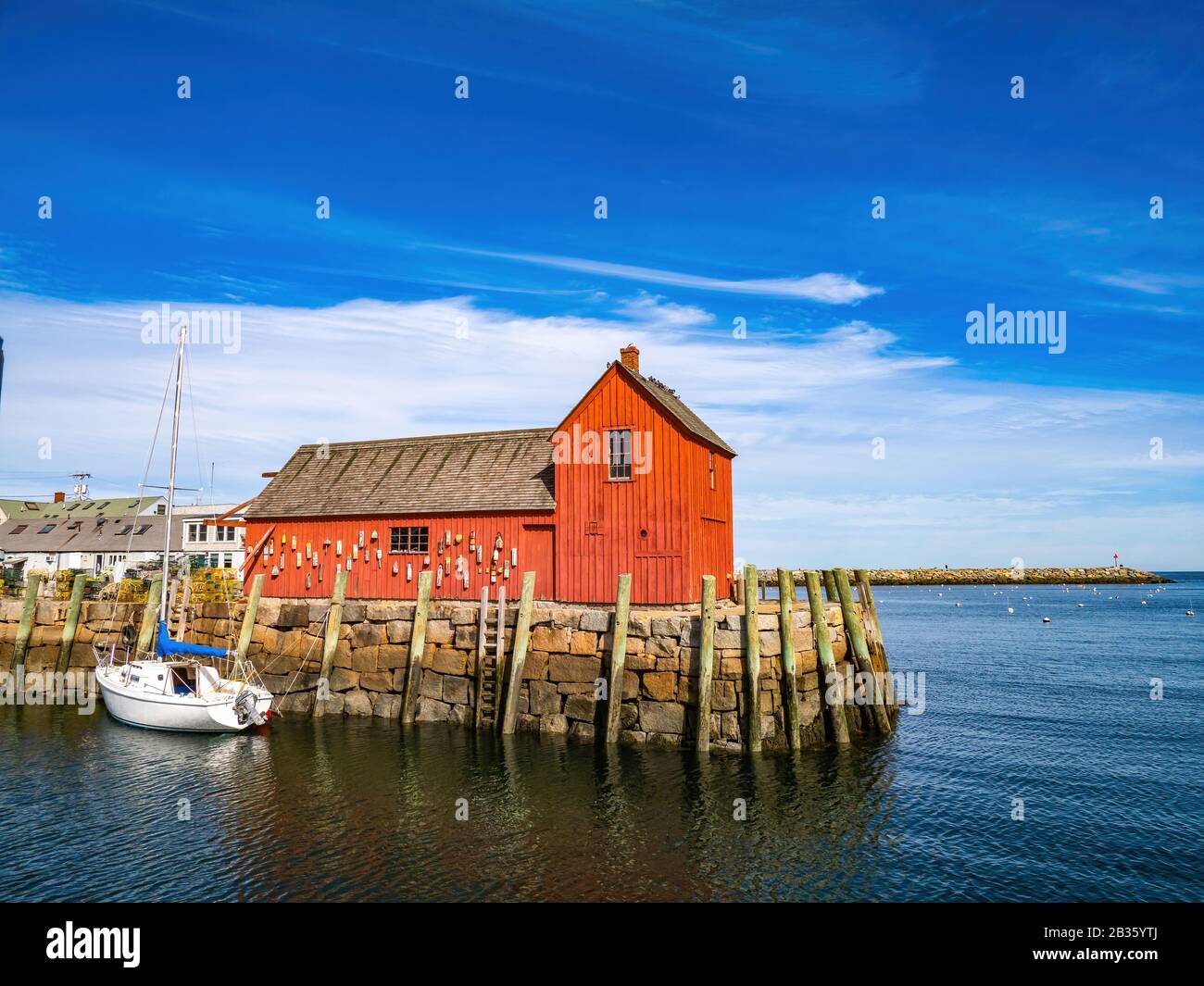 Roter Angelschreck in Rockport Stockfoto