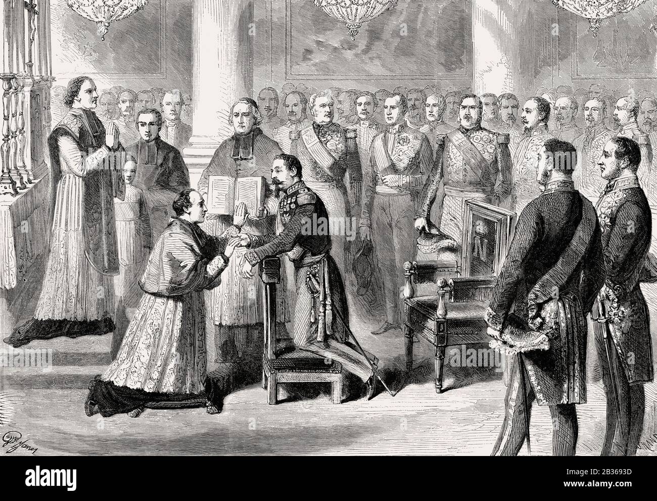 Georges Darboy, Erzbischof von Paris, leistet den Eid auf Napoleon III., Paris, Frankreich Stockfoto