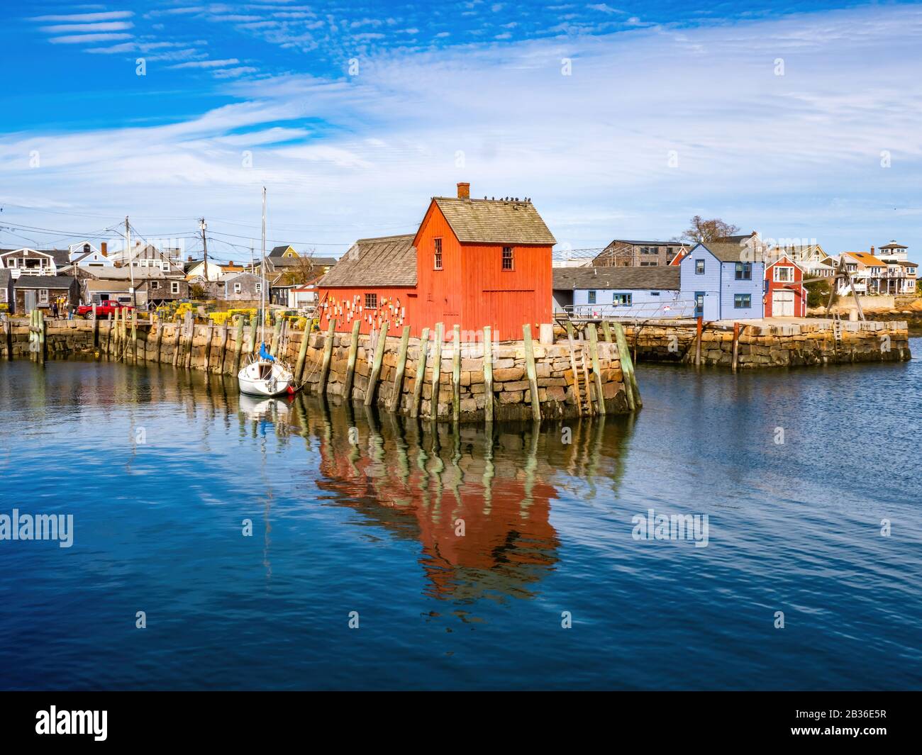 Roter Angelschreck in Rockport Stockfoto