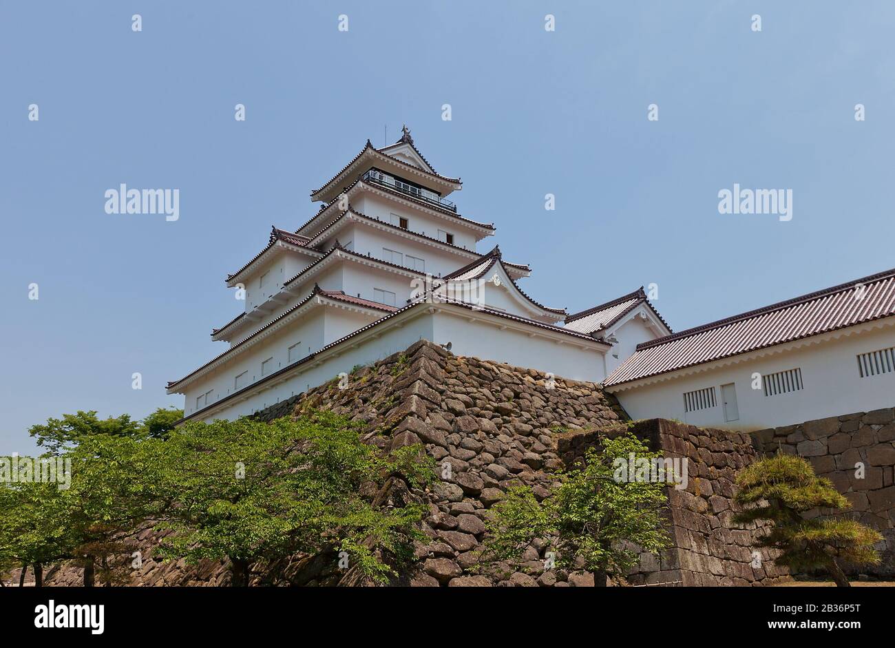 Hauptkeep der Burg Aizu-Wakamatsu (Tsuruga-Jo), Japan. Schloss wurde 1384 von Ashina Naomori gegründet, im Jahr 1874 abgerissen und 1965 rekonstruiert Stockfoto