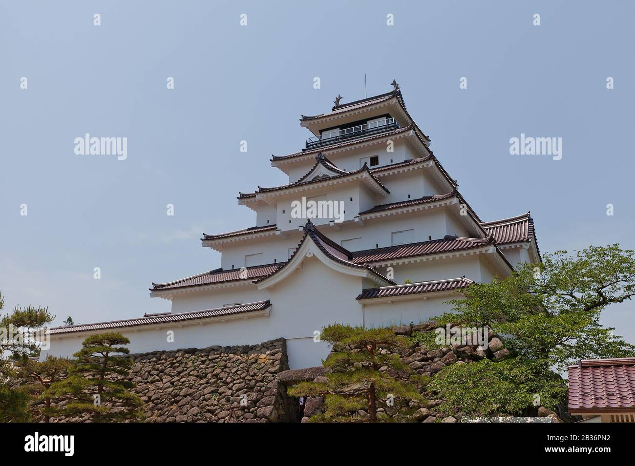 Hauptkeep der Burg Aizu-Wakamatsu (Tsuruga-Jo), Japan. Schloss wurde 1384 von Ashina Naomori gegründet, im Jahr 1874 abgerissen und 1965 rekonstruiert Stockfoto