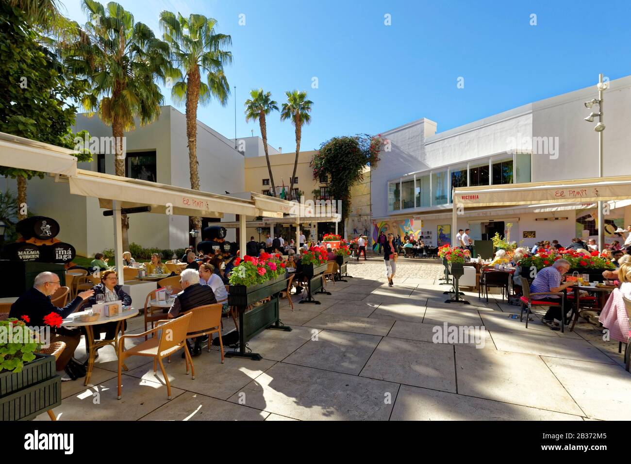 Spanien, Andalusien, Costa del Sol, Málaga, Bodega Bar El Pimpi Stockfoto