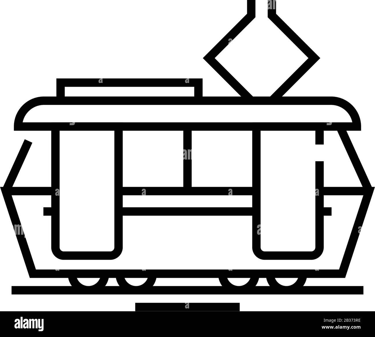 Tram-Liniensymbol, Konzeptschild, Konturvektorabbildung, lineares Symbol. Stock Vektor