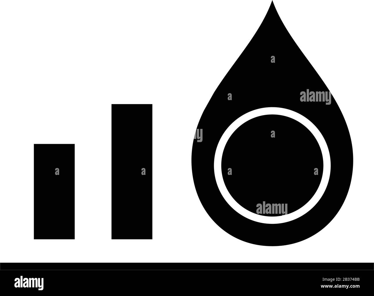 Ölpreistrends schwarzes Symbol, Konzeptabbildung, Vektor-Flachsymbol, Glyph-Zeichen. Stock Vektor