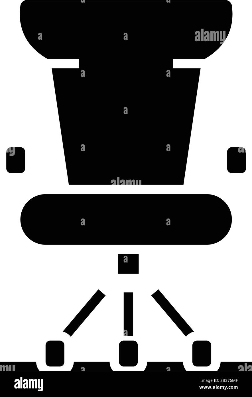 Bürostuhl, schwarzes Symbol, Konzeptabbildung, Vektor-Flachsymbol, Glyph-Zeichen. Stock Vektor