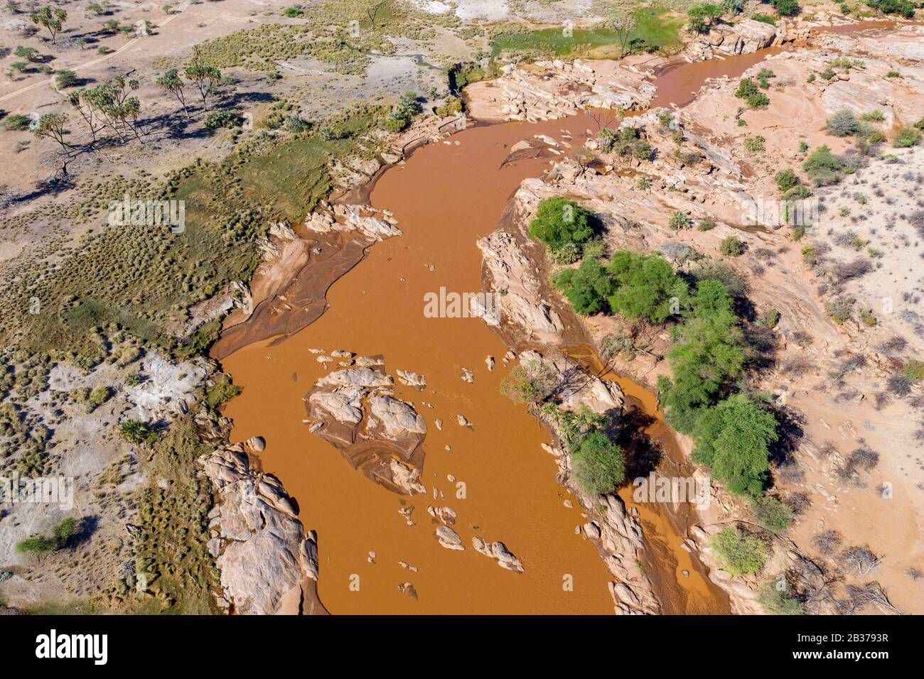 Kenia, Shaba Game Reserve, Ewaso Ngiro River (Luftbild) Maschine Stockfoto