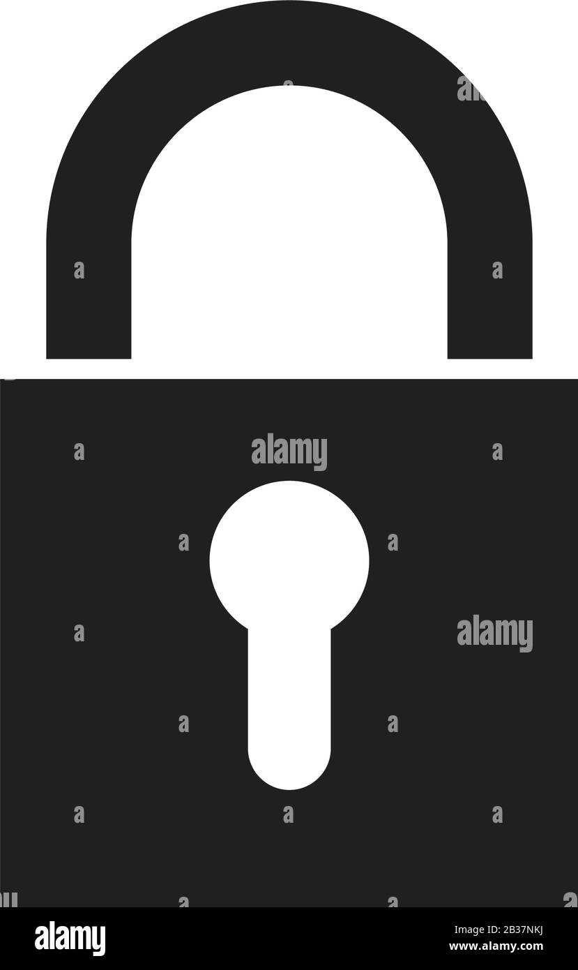 Vorlage für das Vorhängeschloss in schwarzer Farbe editierbar. Vorhängeschloss Symbol Flat Vector Illustration für Grafik- und Webdesign. Stock Vektor
